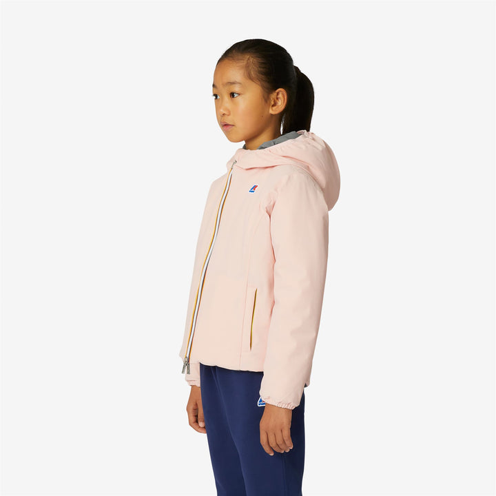 Pink Grey Girls' Reversible Warm Jacket with Insulation 5