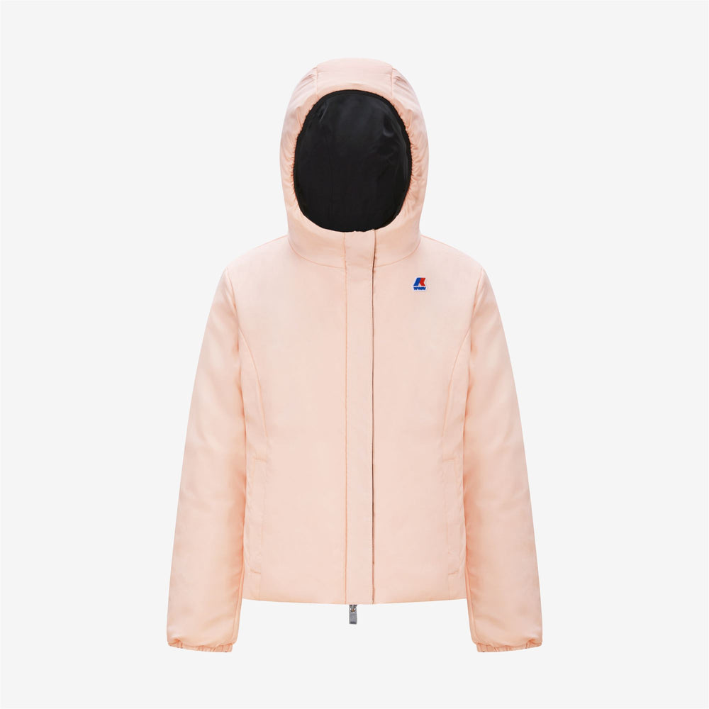 Jackets Girl P. LILY WARM DOUBLE Short BLACK PURE - PINK DAFNE Dressed Front (jpg Rgb)	