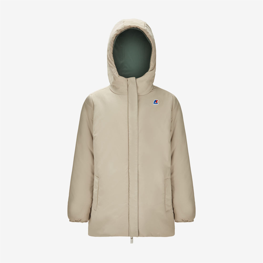 Giacca Calda Interversibile Verde Beige per Ragazze 02