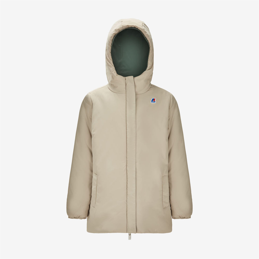 Giacca Calda Interversibile Verde Beige per Ragazze main