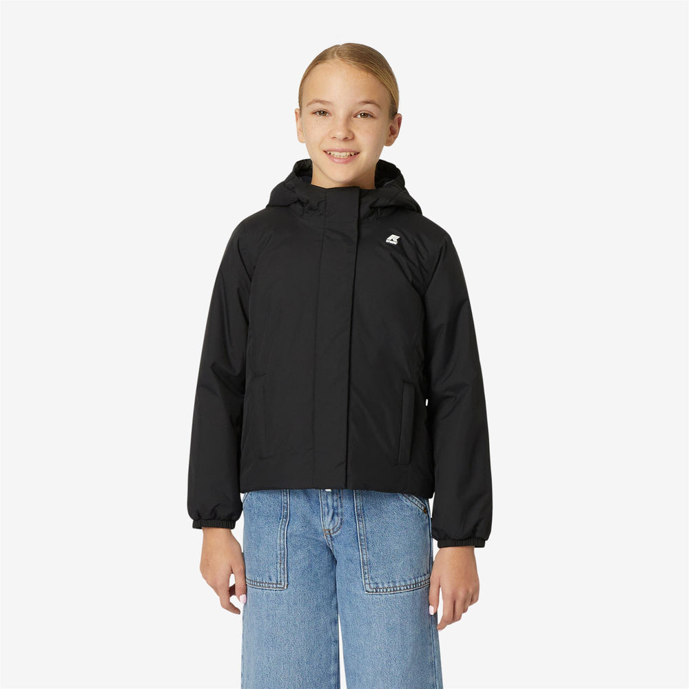 Grey Blue Girls' Warm Short Jacket with Lightweight Insulation 02