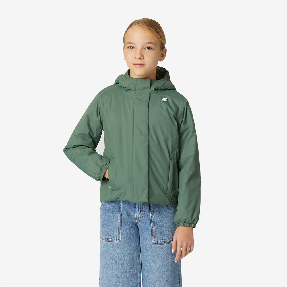 Giacca Corto Calda Leggera per Ragazze Verde Alloro 02