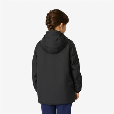 Jackets Girl P. SOPHIE MICRO RIPSTOP MARMOTTA Mid BLACK PURE - BLUE DEPTH Dressed Front Double		