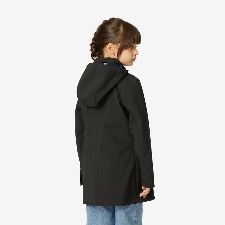 Jackets Girl P. MATHY BONDED 3/4 Length BLACK PURE - BLUE DEPTH Dressed Front Double		