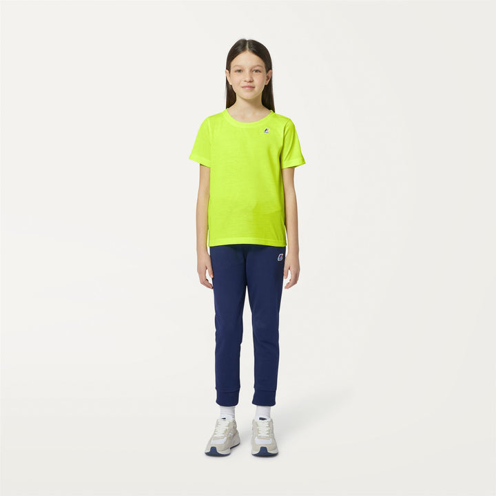 T-ShirtsTop Kid unisex P.  LE VRAI EDOUARD FLUO T-Shirt YELLOW SOLEIL Dressed Back (jpg Rgb)		