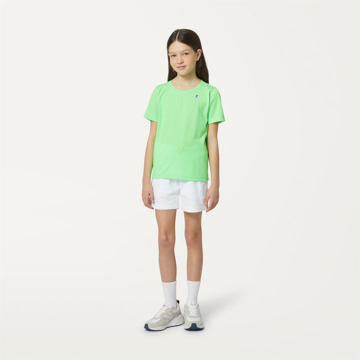 T-ShirtsTop Kid unisex P.  LE VRAI EDOUARD FLUO T-Shirt GREEN CLASSIC Dressed Back (jpg Rgb)		