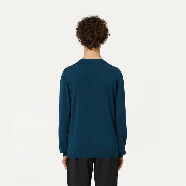 Knitwear Man SEBASTIEN COTTON PS Pull  Over BLUE PETROL Dressed Front Double		