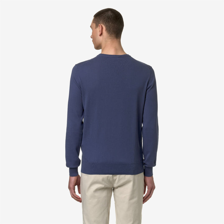 KNITWEAR Man SEBASTIEN COTTON PS Pull  Over BLUE INDIGO Dressed Front Double		