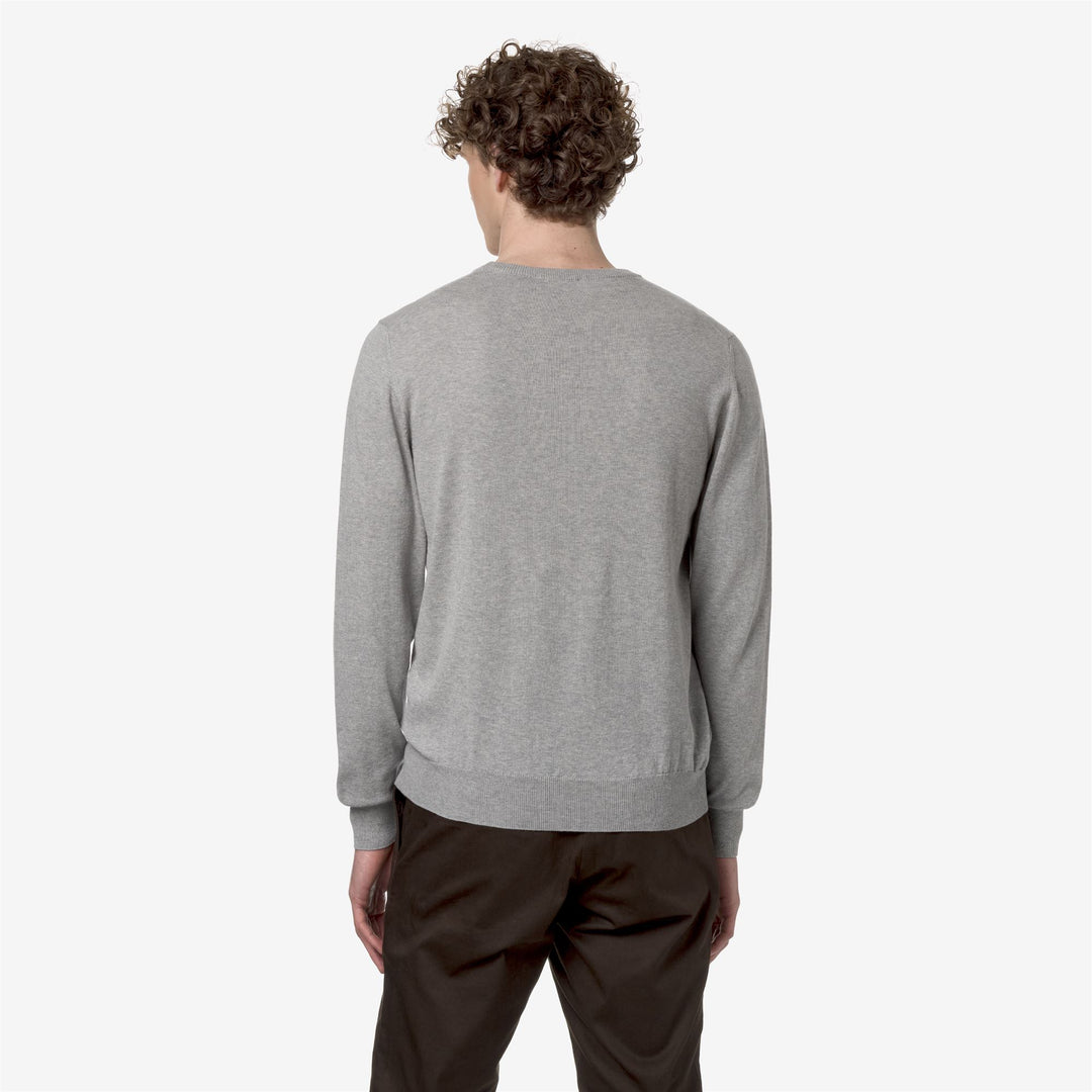 KNITWEAR Man SEBASTIEN COTTON PS Pull  Over GREY MEL Dressed Front Double		