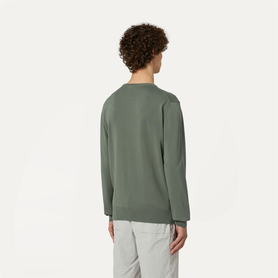 Knitwear Man SEBASTIEN COTTON PS Pull  Over GREEN LAUREL Dressed Front Double		