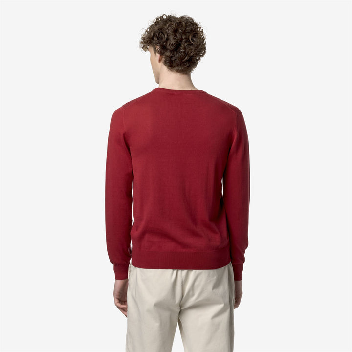 KNITWEAR Man SEBASTIEN COTTON PS Pull  Over RED DK Dressed Front Double		