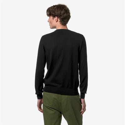 KNITWEAR Man SEBASTIEN COTTON PS Pull  Over BLACK PURE Dressed Front Double		