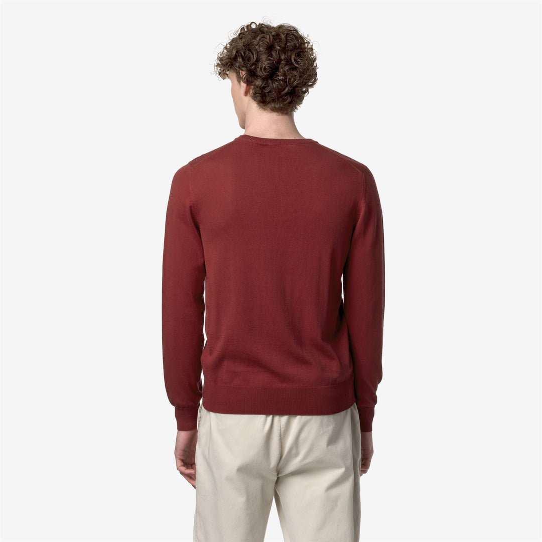 KNITWEAR Man SEBASTIEN COTTON PS Pull  Over BROWN FIERY Dressed Front Double		