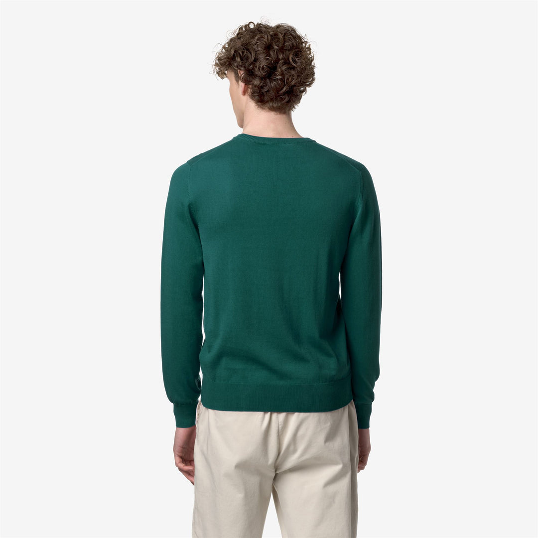 KNITWEAR Man SEBASTIEN COTTON PS Pull  Over GREEN JUNE Dressed Front Double		