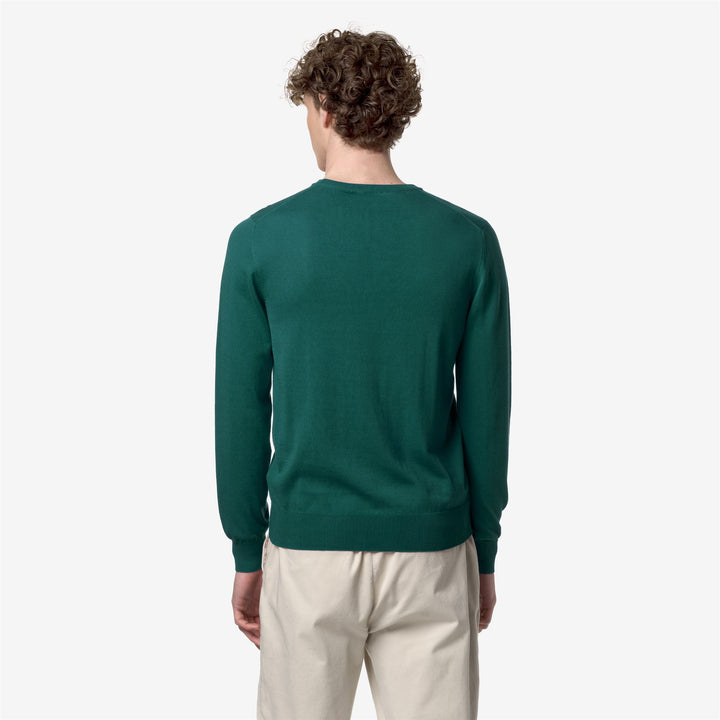 KNITWEAR Man SEBASTIEN COTTON PS Pull  Over GREEN JUNE Dressed Front Double		