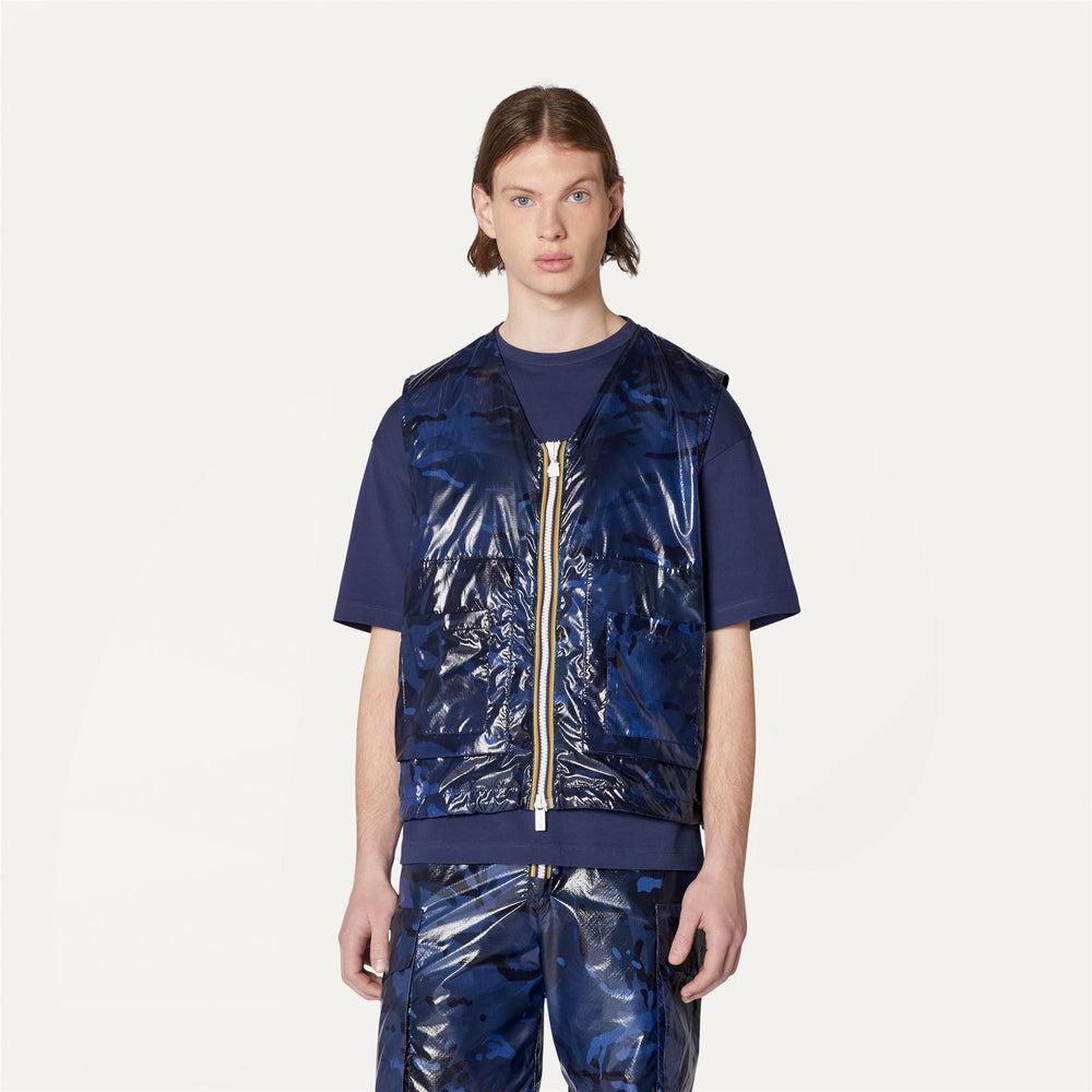 Blue Camouflage Unisex Versatile Waterproof Vest for City Wear 02