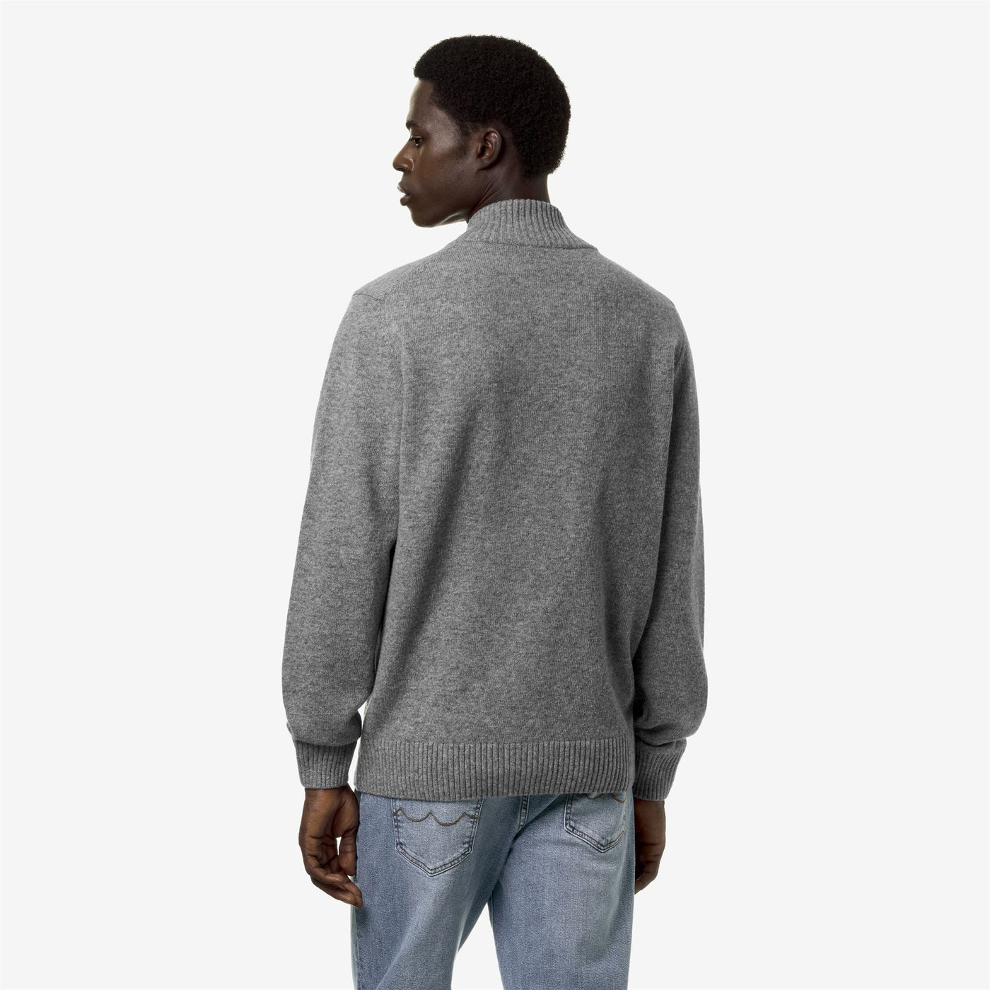Knitwear Man FINNY LAMBSWOOL Pull  Over GREY MD STEEL Dressed Front Double		