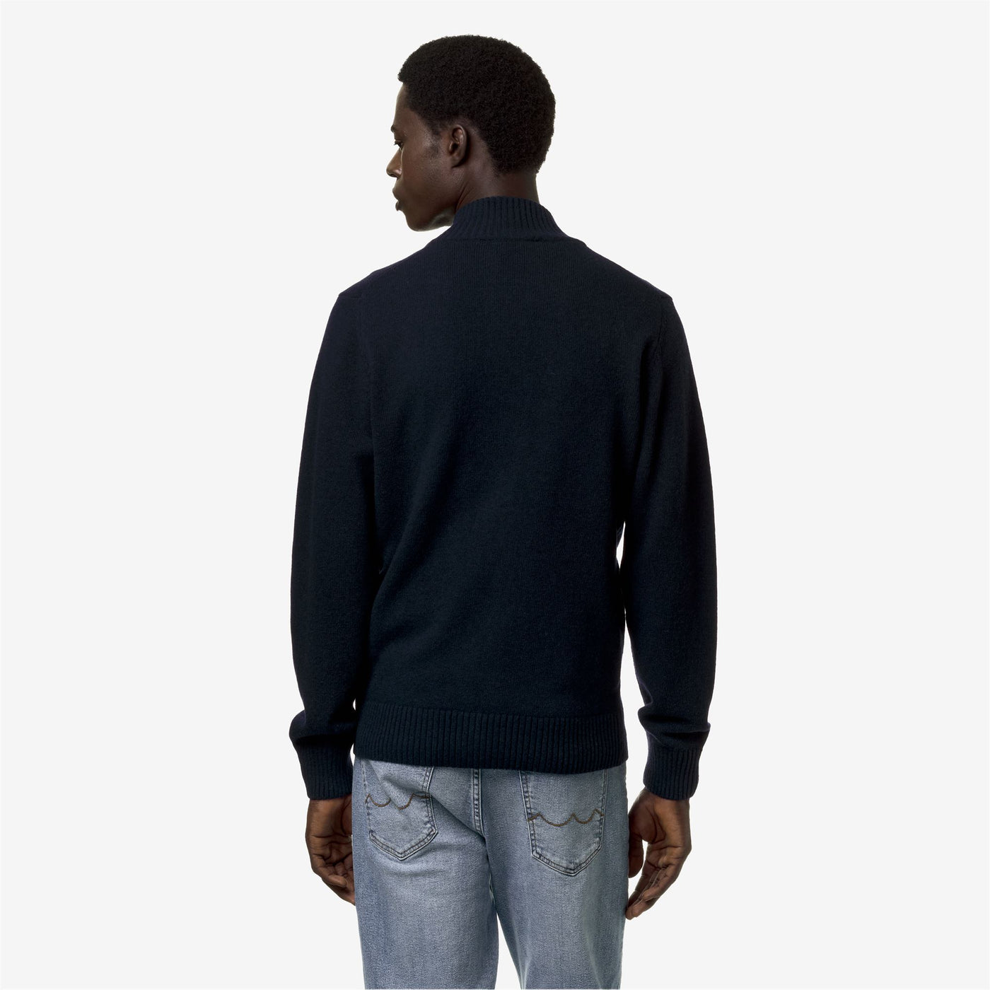 Knitwear Man FINNY LAMBSWOOL Pull  Over BLUE DEPTH Dressed Front Double		