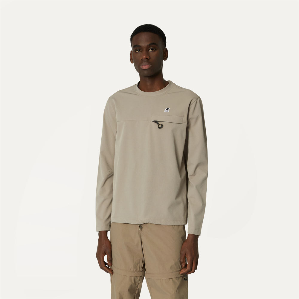 Beige Brown Unisex Outdoor Fleece Jumper with Functional Details 02