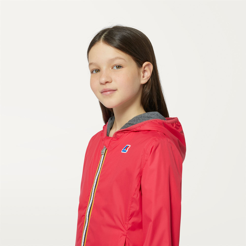 Red Berry Girl's Waterproof Short Jacket for Variable Weather 02