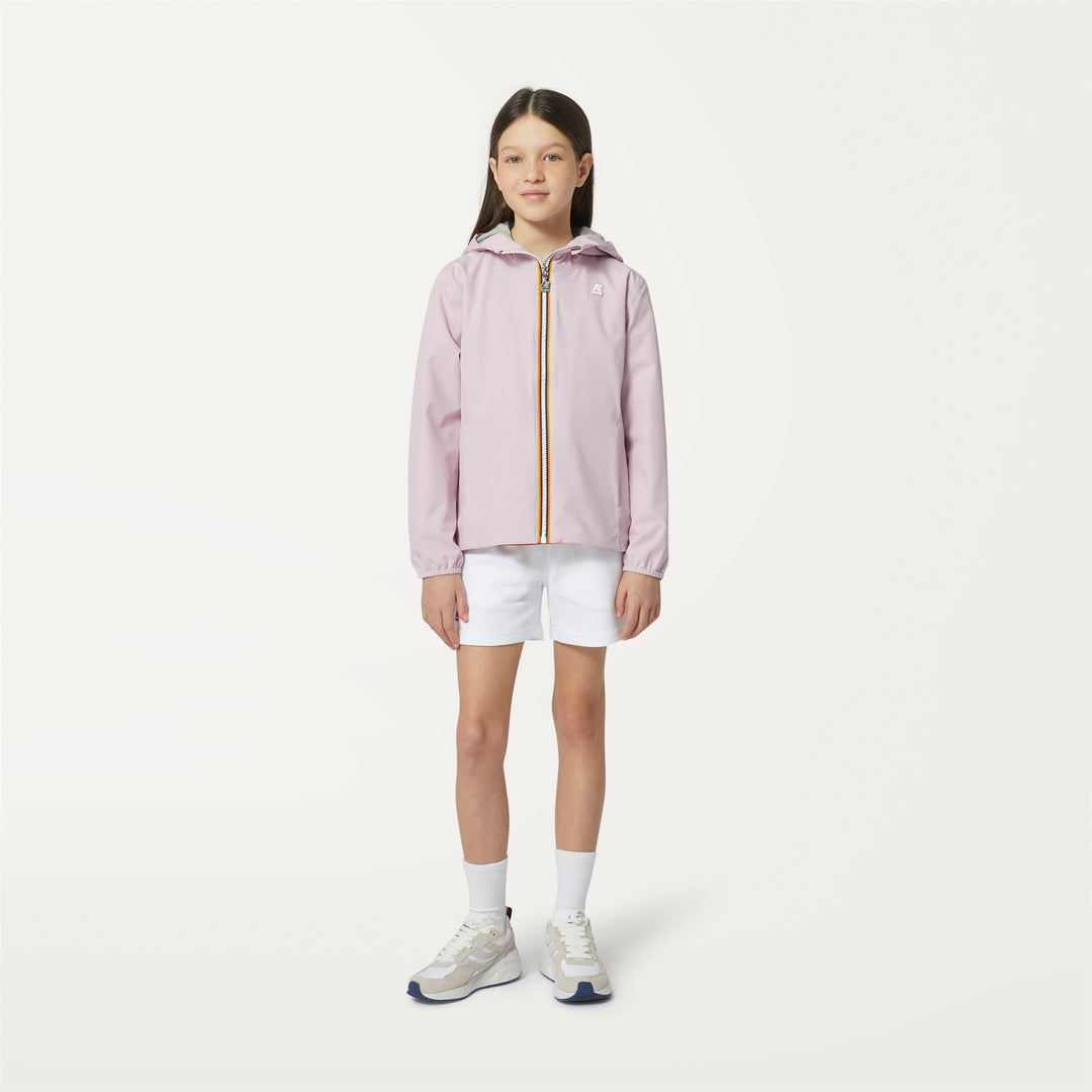 Jackets Girl P. MARGUERITE STRETCH POLY JERSEY Mid PINK ROSE Dressed Back (jpg Rgb)		