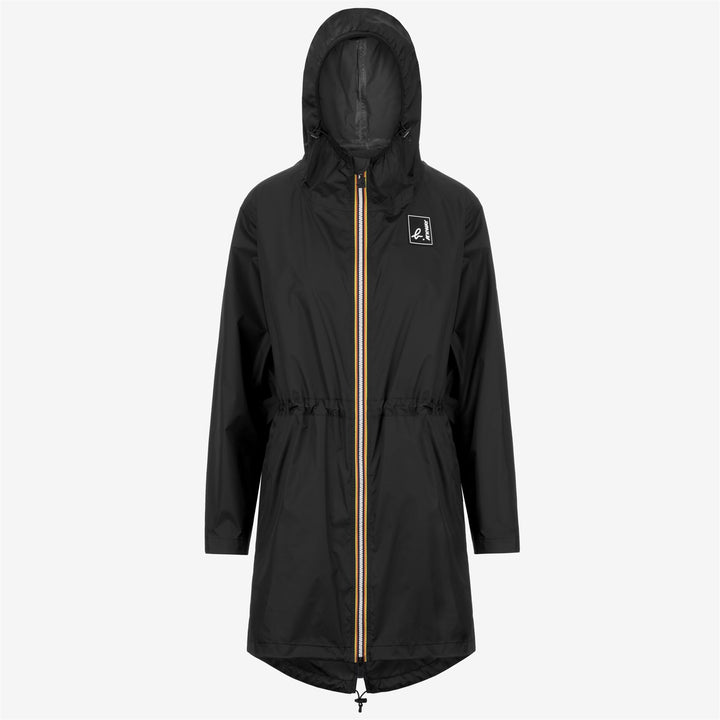 Black unisex 3/4 Length Waterproof Jacket with Adjustable Hood 1