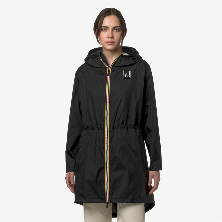 Black unisex 3/4 Length Waterproof Jacket with Adjustable Hood 5