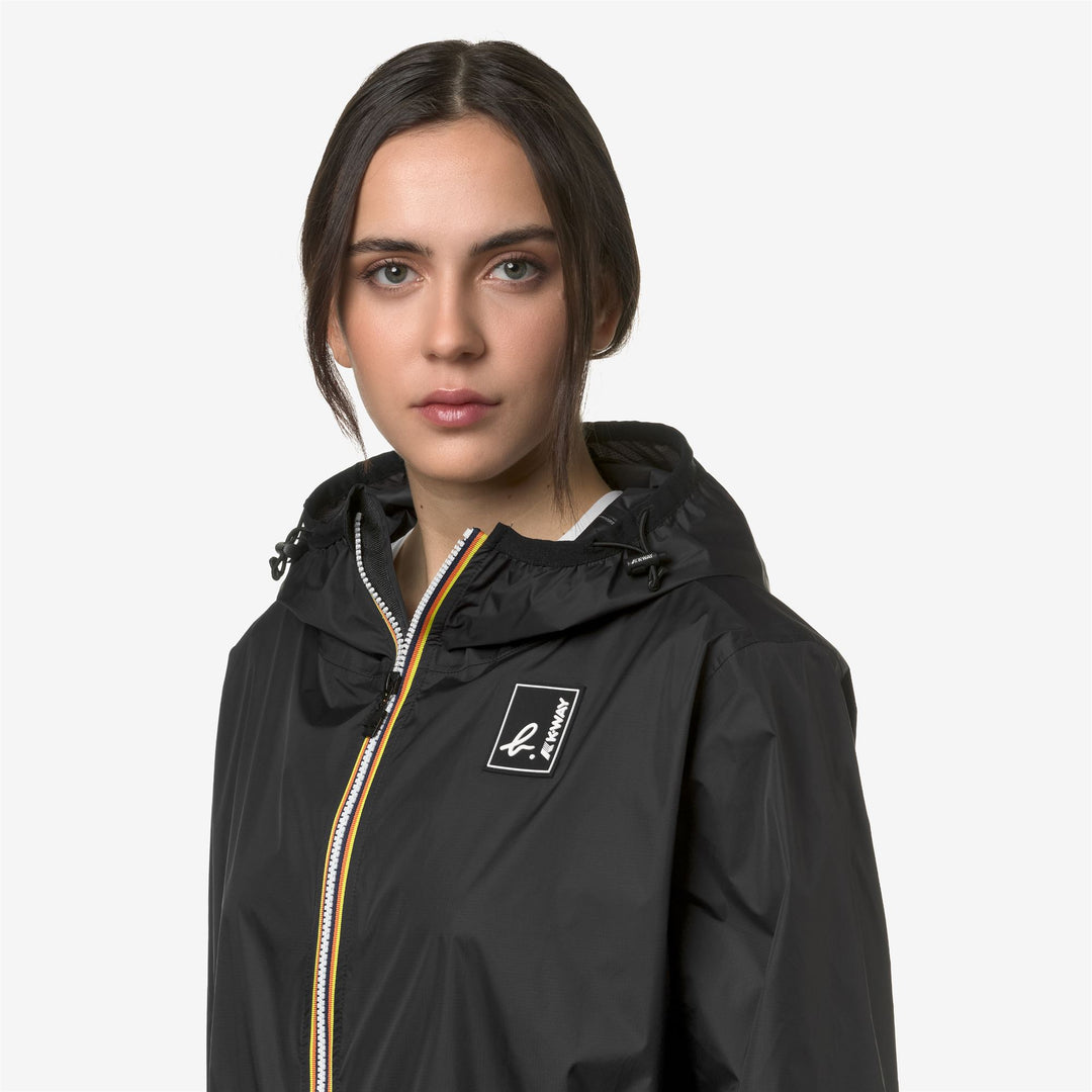 Black unisex 3/4 Length Waterproof Jacket with Adjustable Hood main