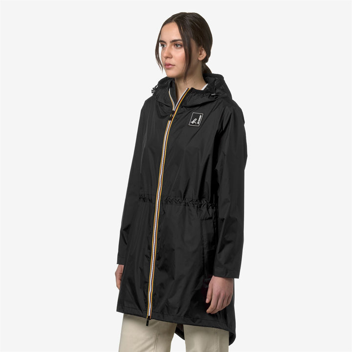 Black unisex 3/4 Length Waterproof Jacket with Adjustable Hood 4