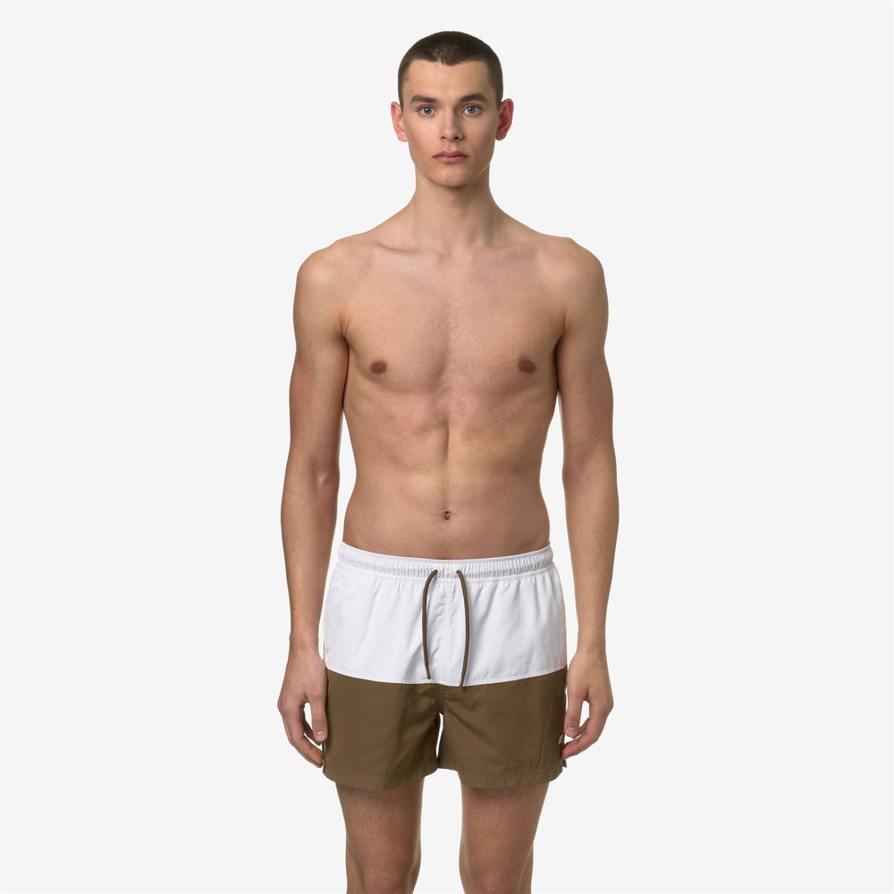 Grey White Men's Quick-Dry Swimming Trunks with Elastic Waistband 02