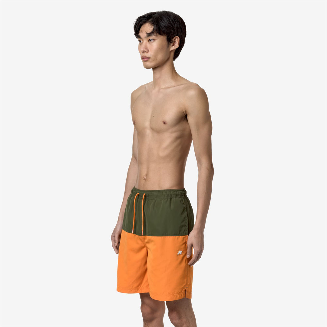 Costumi da Bagno Uomo Colorblock Verde Arancione Versatili main