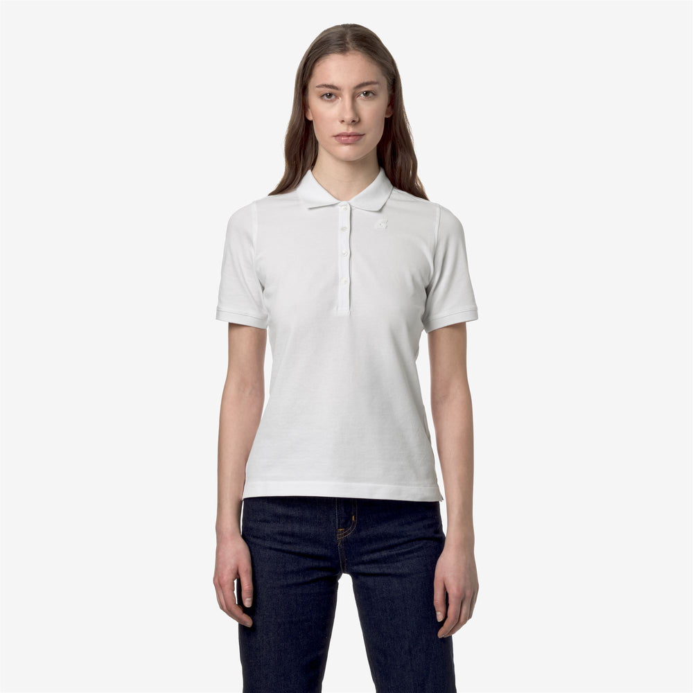 Grey White Women's Stretch Cotton Polo Shirt for City Wear 02
