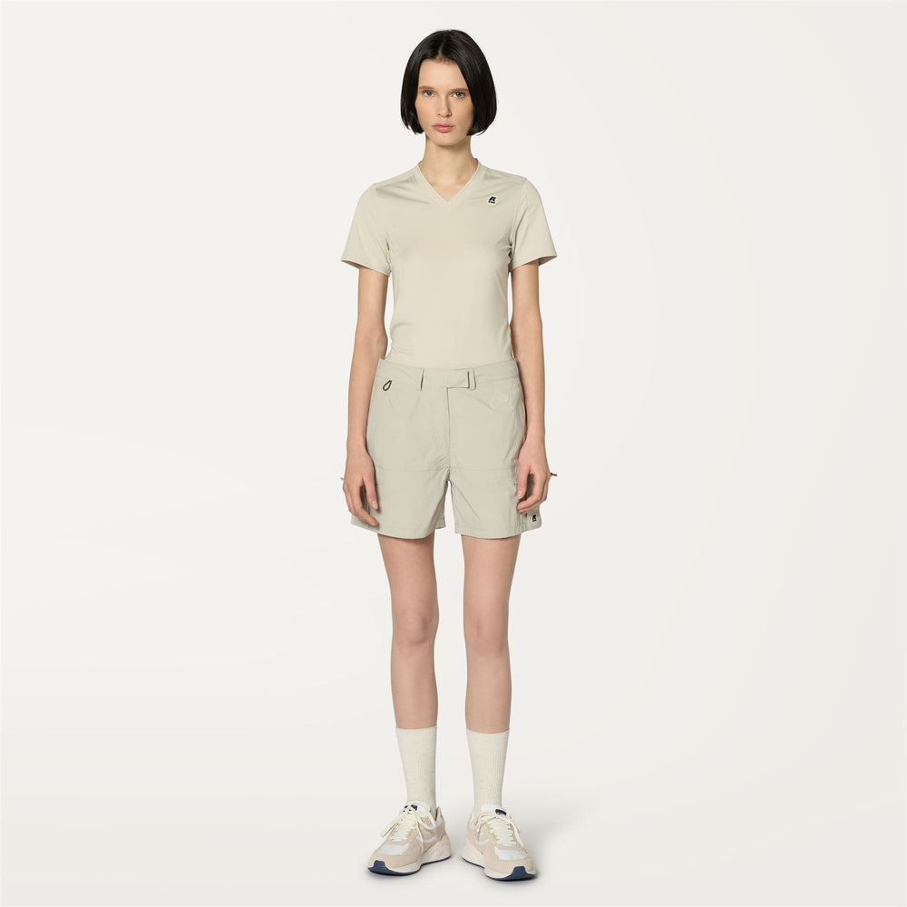 Beige Grey Women's Outdoor Cargo Shorts for Mountain Activities 02