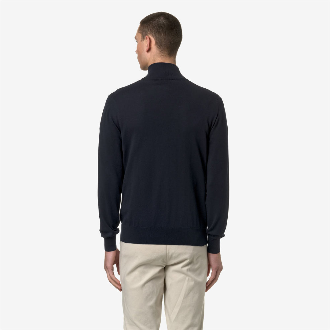 KNITWEAR Man FINNY COTTON PS Pull  Over BLUE DEPTH Dressed Front Double		