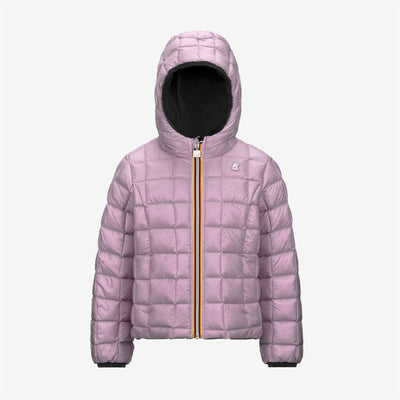 Jackets Girl P. LILY STRETCH THERMO DOUBLE Short BLACK PURE - VIOLET DUSTY Dressed Front (jpg Rgb)	