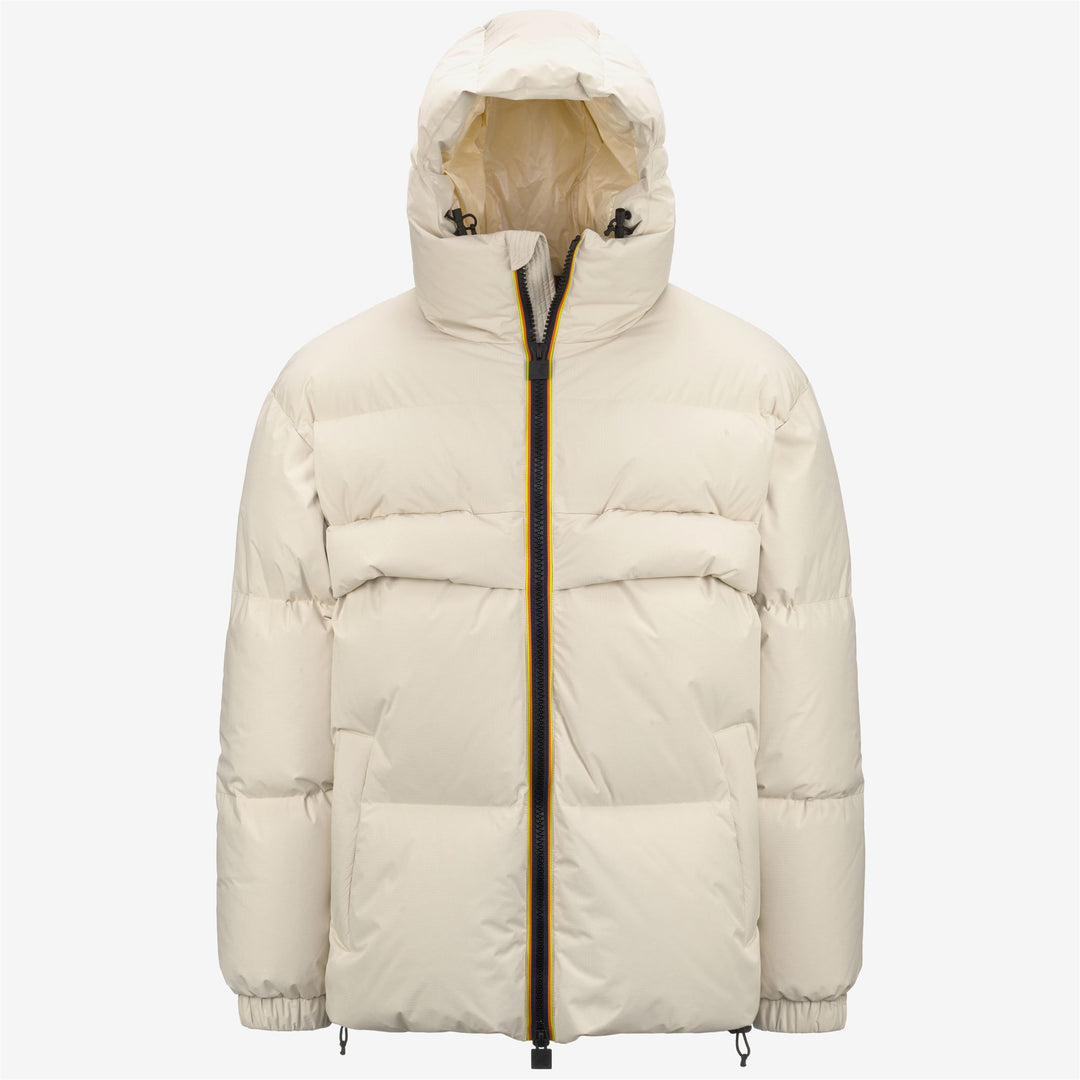 Chaqueta térmica beige unisex de media longitud para clima frío 01