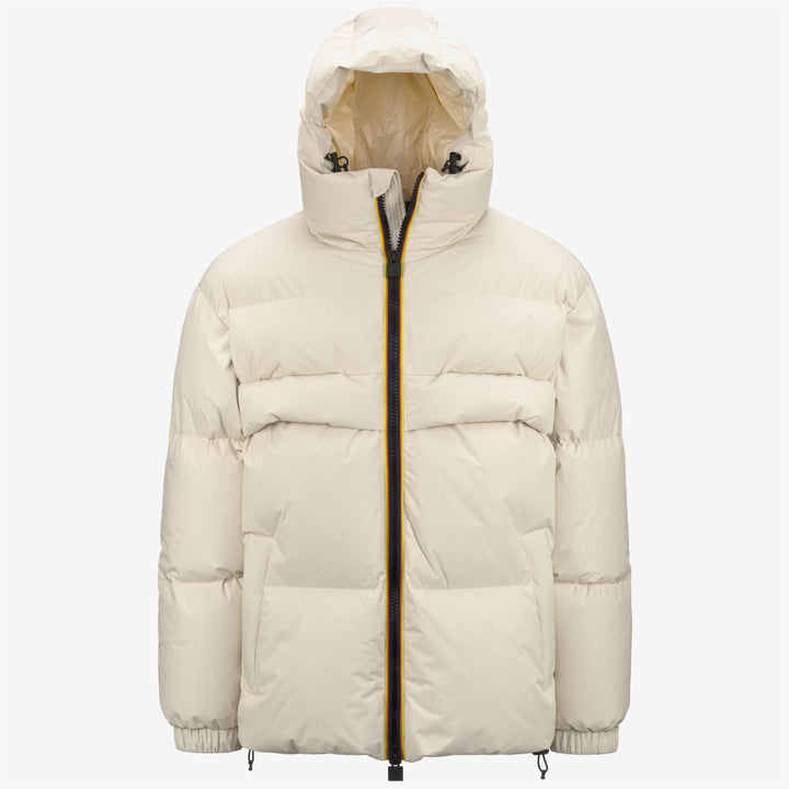 Chaqueta térmica beige unisex de media longitud para clima frío 1