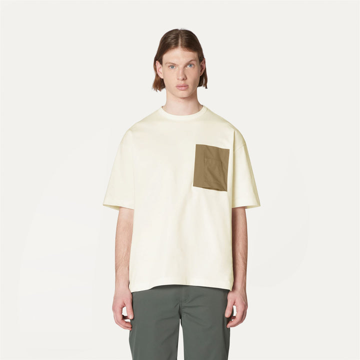 T-ShirtsTop Unisex AUREL T-Shirt WHITE NATURAL - BROWN GREENISH Dressed Back (jpg Rgb)		