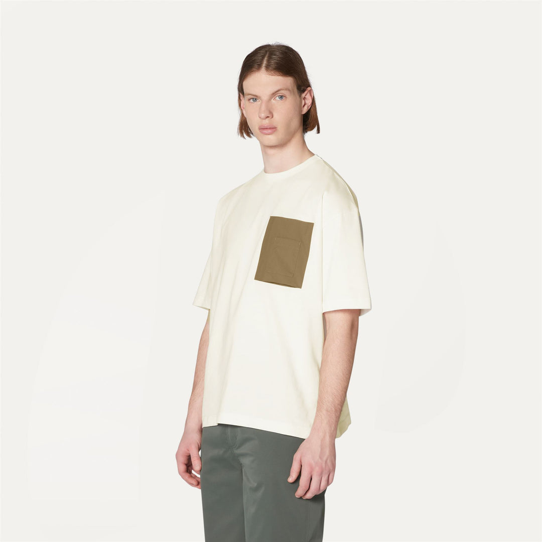 T-ShirtsTop Unisex AUREL T-Shirt WHITE NATURAL - BROWN GREENISH Detail (jpg Rgb)			
