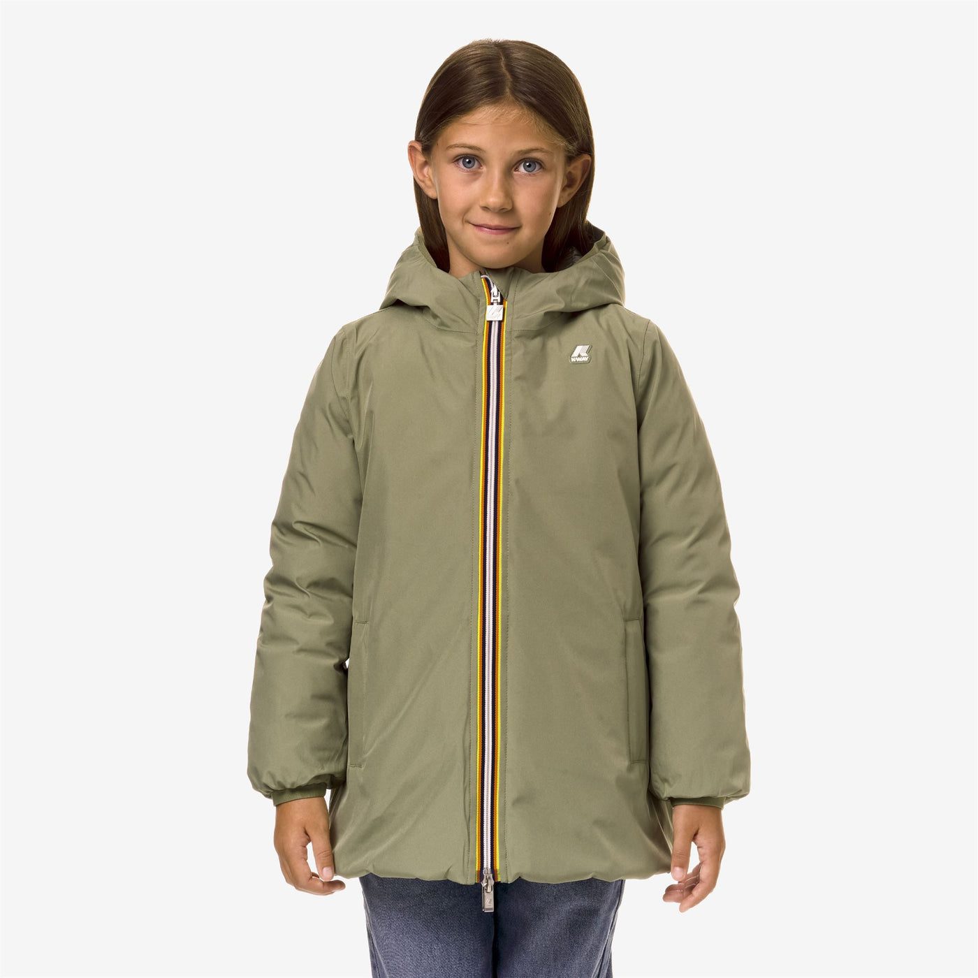 Jackets Girl P. SOPHIE ST THERMO DOUBLE Mid GREEN S-GREEN B Dressed Back (jpg Rgb)		