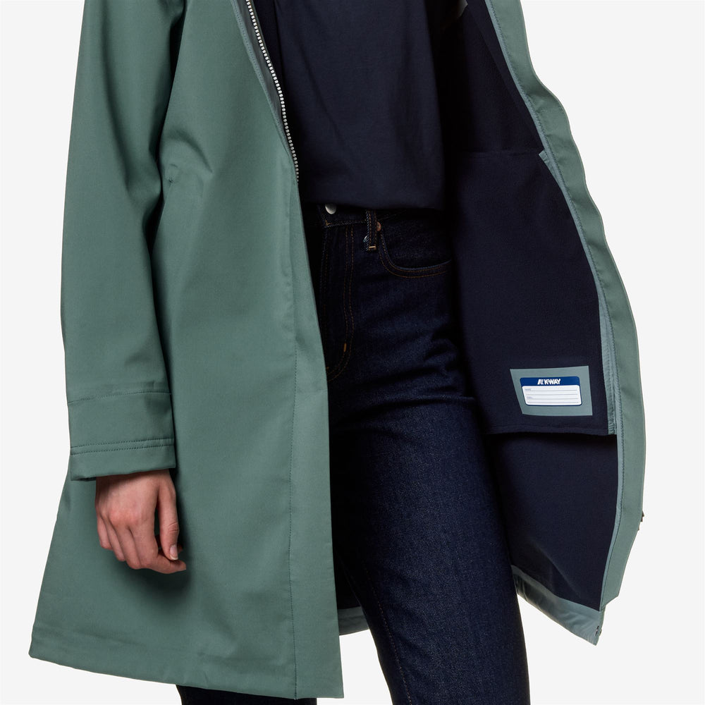 Jackets Woman STEPHY BONDED 3/4 LENGTH GREEN A-BLUE D Detail Double				