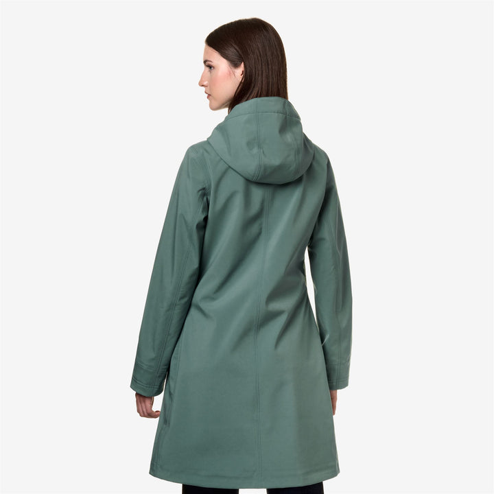 Jackets Woman STEPHY BONDED 3/4 LENGTH GREEN A-BLUE D Dressed Front Double		