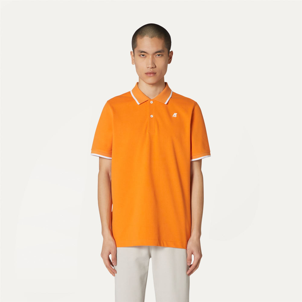 Orange Men's Stretch Piqué Polo Shirt with Side Slits 02