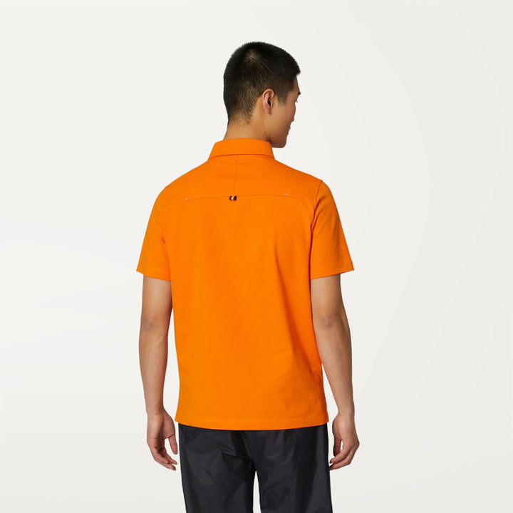 Polo Shirts Man VINCELLE Polo ORANGE RUST Dressed Front Double		