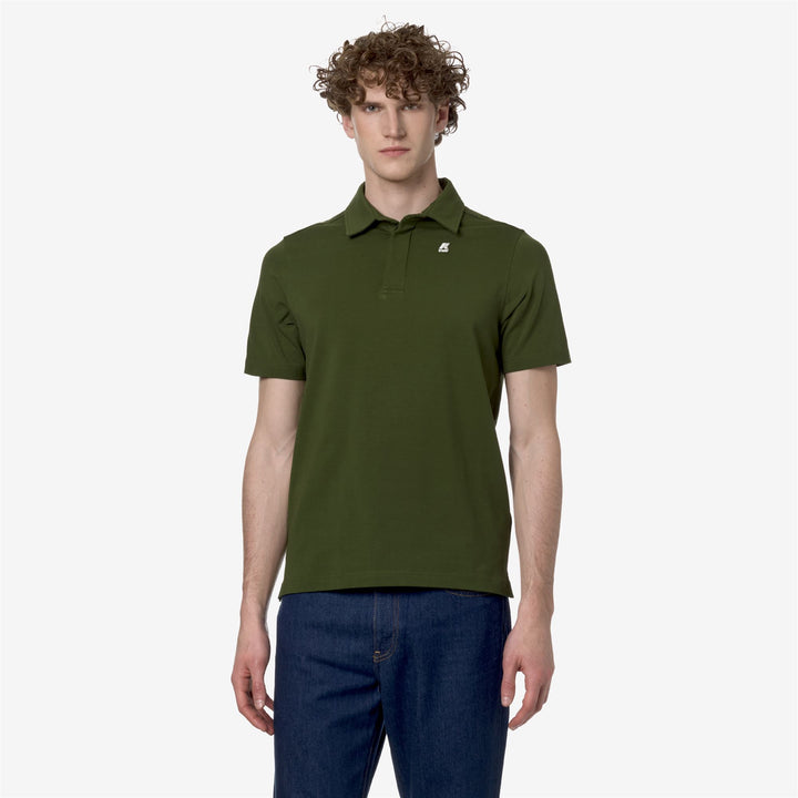 Polo Shirts Man VINCELLE Polo GREEN CYPRESS Dressed Back (jpg Rgb)		