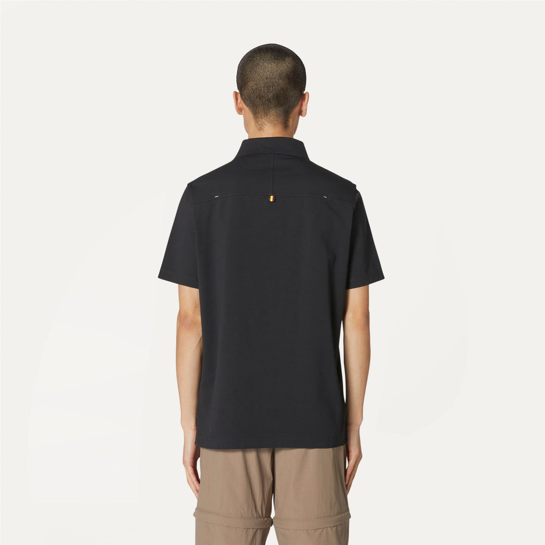 Polo Shirts Man VINCELLE Polo BLACK PURE Dressed Front Double		