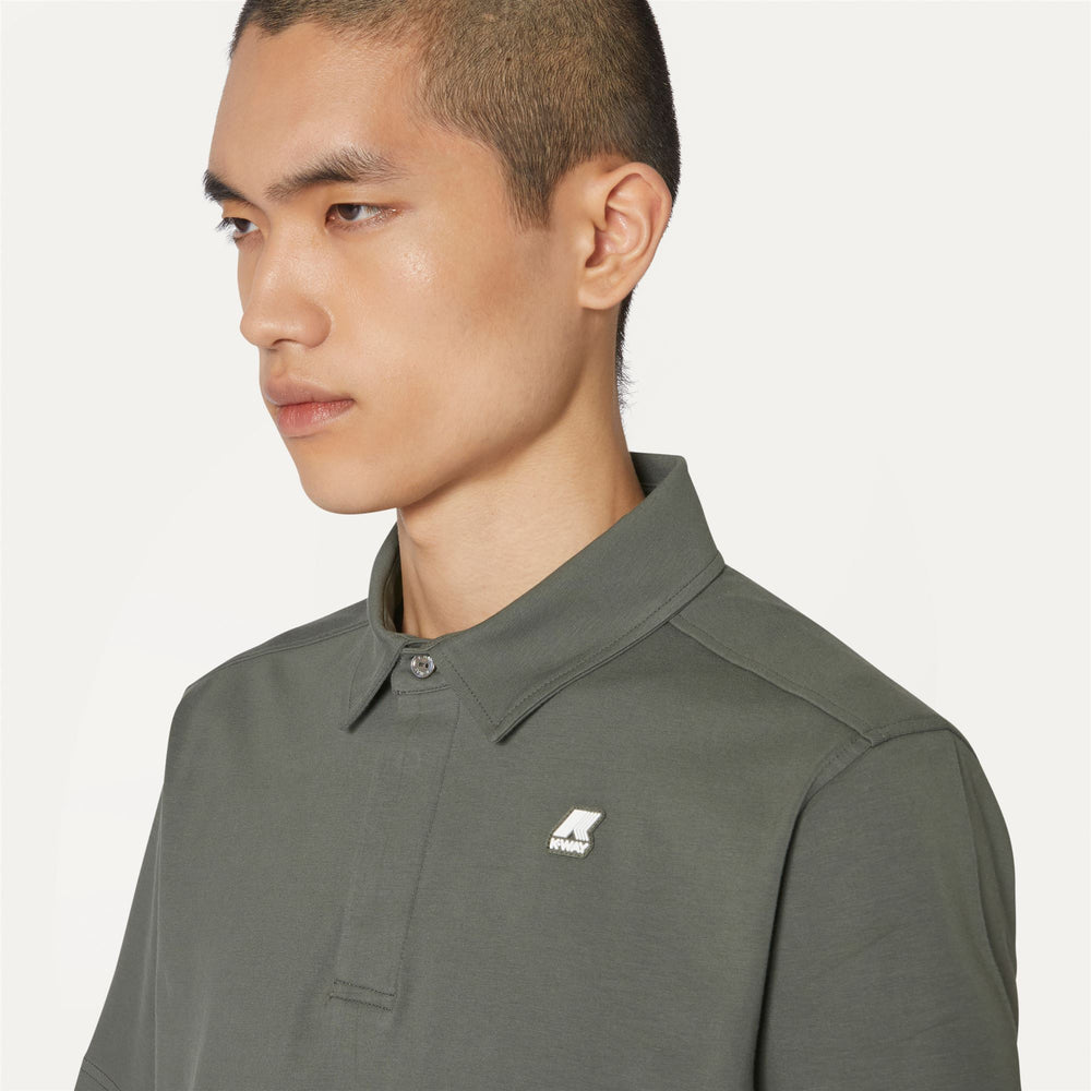 Polo Shirts Man VINCELLE Polo GREEN BLACKISH Detail Double				