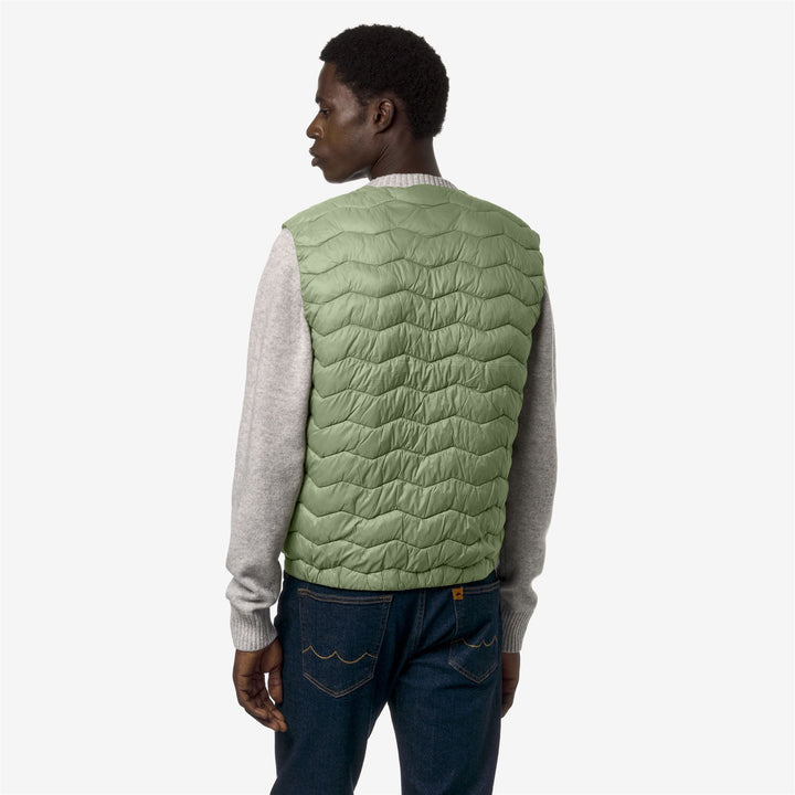Jackets Man VALTY QUILTED WARM Vest GREEN SAGE Dressed Front Double		