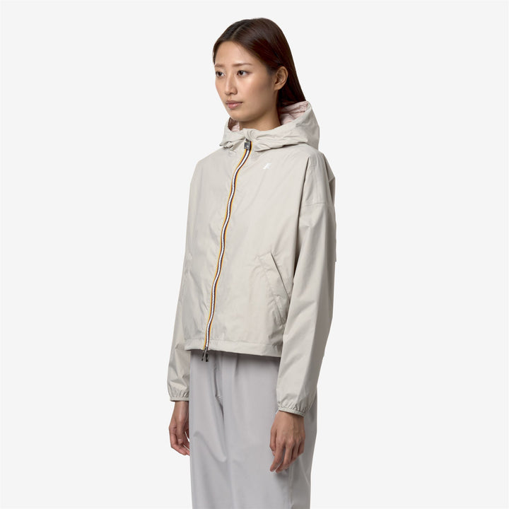 Beige Women's Reversible Cropped Jacket with Zipped Pockets 5