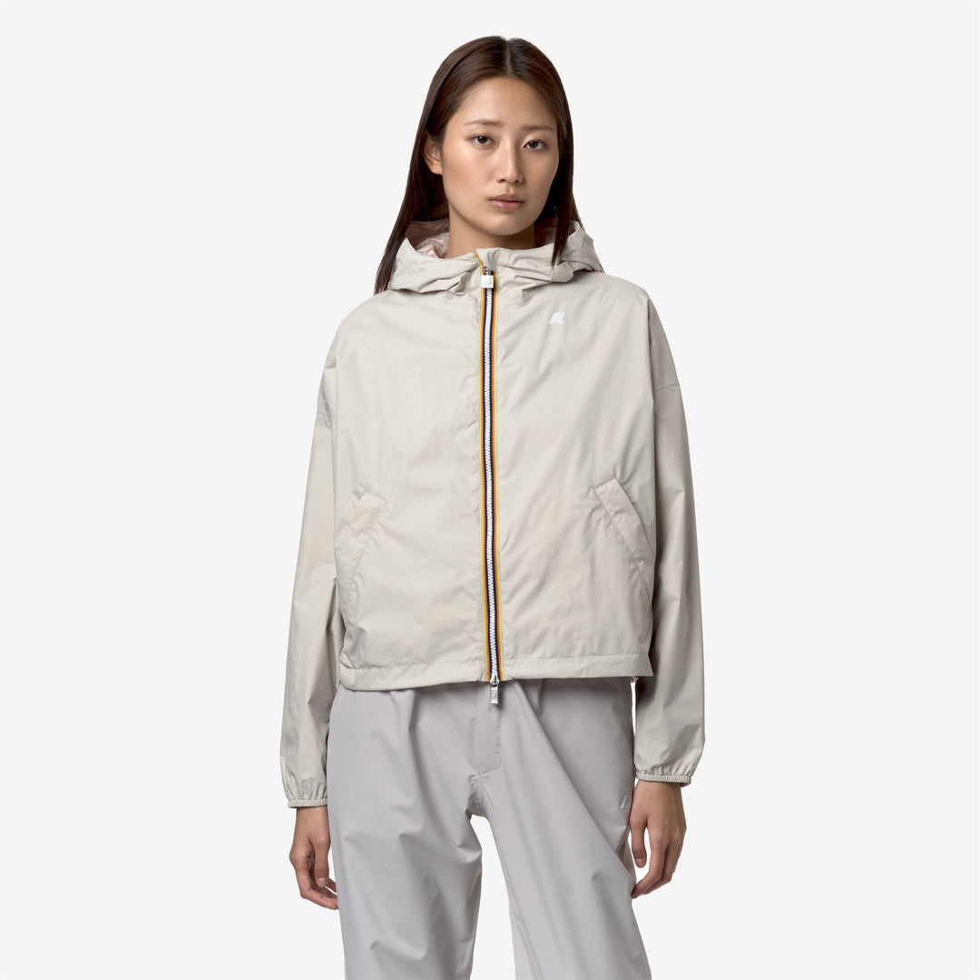 Beige Women's Reversible Cropped Jacket with Zipped Pockets main